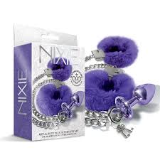 Nixie Butt Plug and Cuff Set Purple